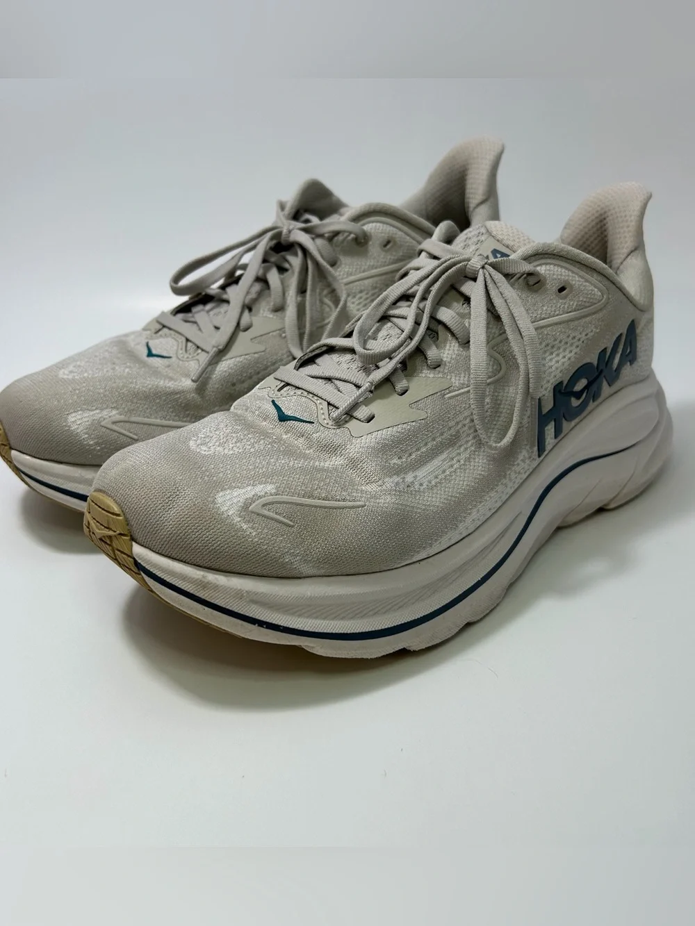 Hoka Neutral Running Sneakers in Beige and Navy